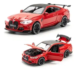 Invite 1:32 Diecast Model Alloy BMW M4 Metal Pull Back Car with Sound Light, Openable Doors, Toy Vehicles for Kids Gift, car for Kids 【Colors as Per Stock】