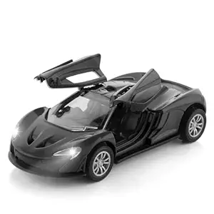 Chanak Premium Metal Die-Cast Sports Racer Metal Car with Realistic Engine Sound, LED Lights, Open & Close Doors, Pull Back Car Zinc Alloy for Kids Above 3 Years, BIS Approved (Black)