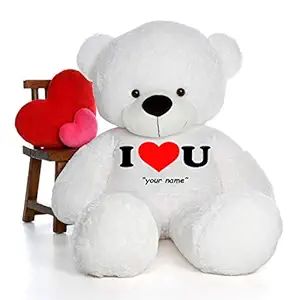 HUG 'n' FEEL SOFT TOYS Big Teddy Bear Wearing I Love u Customise Your Name T-Shirt 3 feet White_T Shirt_I Love u Customise Your Name Plush & Stuffed Toys