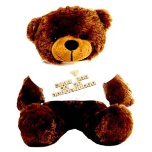 Hug'n'Feel® Soft Toys Big Teddy Bear Wearing Will You be My Valentine T-Shirt 6 feet Chocolate Brown_T Shirt_Will You be My Valentine Plush & Stuffed Toys