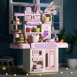 TRENDYTOYS Toy Kitchen Playset for Kids – 39PCS Mini Kitchen Set with Real Steam, Light & Cooking Sounds – Role Play Food Toy for 3+