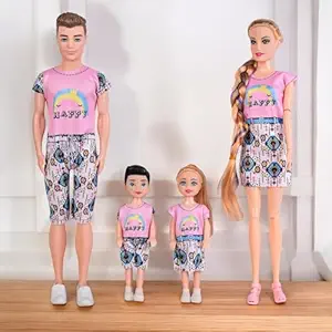Kiddie castle Fashion Series Family Trending Pretty/Cute Doll Set of 4 | Doll Set for Girls | Family Doll Set for Girls | Complete Family Playset for Kids Colors