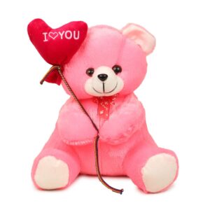 Inky Ponky Stuffs Pink Teddy Bear with I Love You Heart Balloon, Plush Stuffed Animal, Valentine's Day Gift for Love & Special Occasions - 28 Cm