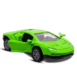 Toy Cloud Metal Lamborghini Car 1:32 Scale - Pull Back Die Cast Model with Opening Doors - Realistic Racing Toy for Boys 5-8 - Green