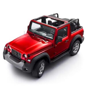 VGRASSP 1:32 Scale Mini Die Cast Pull Back Action Car Toy for Kids with Rubber Tires, Realistic Design Openable Doors - Off-Road Scale Model - Color As Per Stock (Open Roof Thar)
